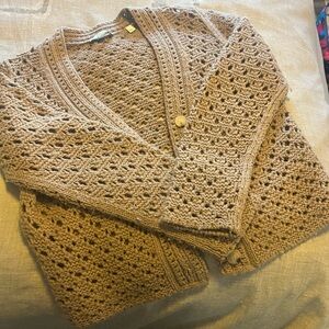 Vince Beige Knit Cardigan Sweater